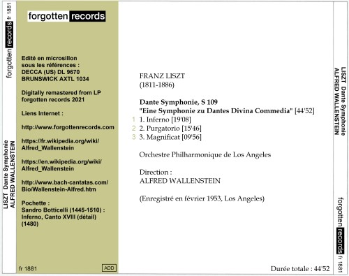 Forgotten Records  Liszt-Dante Symphonie-Alfred Wallenstein